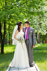 Groom and bride on a nature