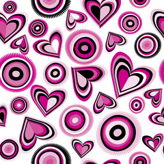 Fototapeta premium Background with pink hearts and circles