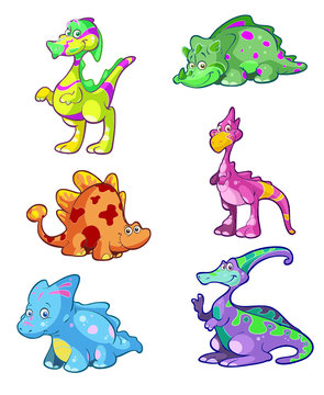collection of cute colorful dino's