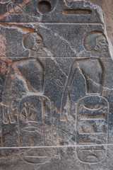 Side panel on statue of Ramses II in Luxor temple, Egypt