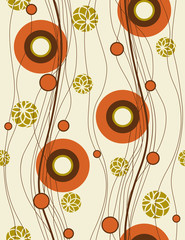 Seamless background with abstract poppies.  Vector illustration.