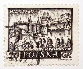 Polski znaczek pocztowy z lat 1950 - Warszawa © GKor