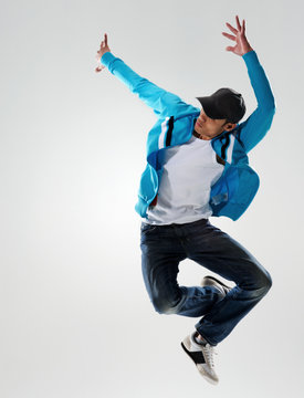 Male dancer jumping in midair