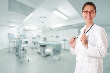 Smiling doctor in operating room