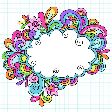 Psychedelic Cloud Thought Bubble Doodle Vector
