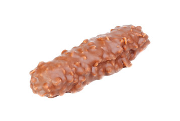 chocolate bar with peanuts  isolated on white background