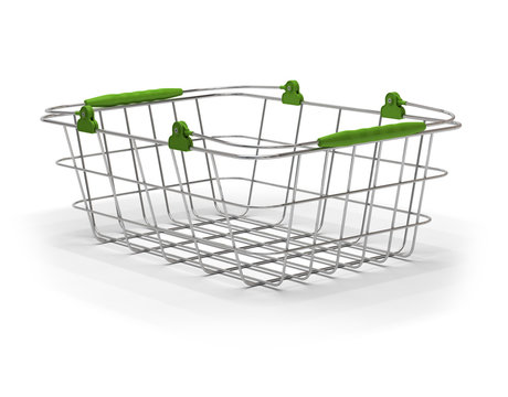caddie, panier d'achat vide fond blanc
