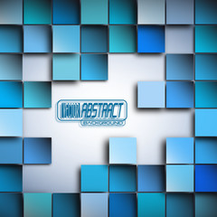 Abstract Blue Squares Background Vector - obrazy, fototapety, plakaty