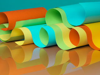 detail of waved colored paper structure