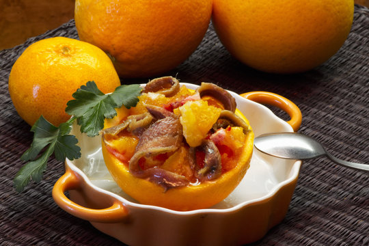 Anchovy and orange appetizer