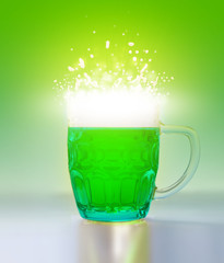 Green beer's for St Patrick's day on a green background