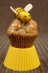 marzipan bee on a honey muffin