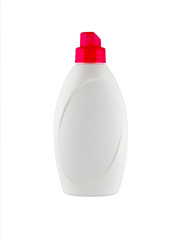 Plastic bottle of skin care product on white background 