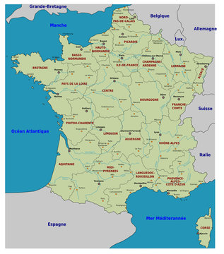 Carte de France - R&eacute;gions