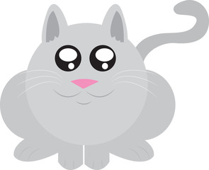 Large isolated cat sitting and smiling