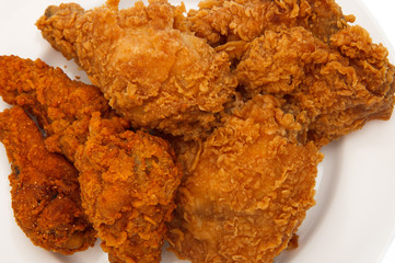 Fried chicken in isolated white