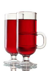 mulled wine in the glasses isolated on white