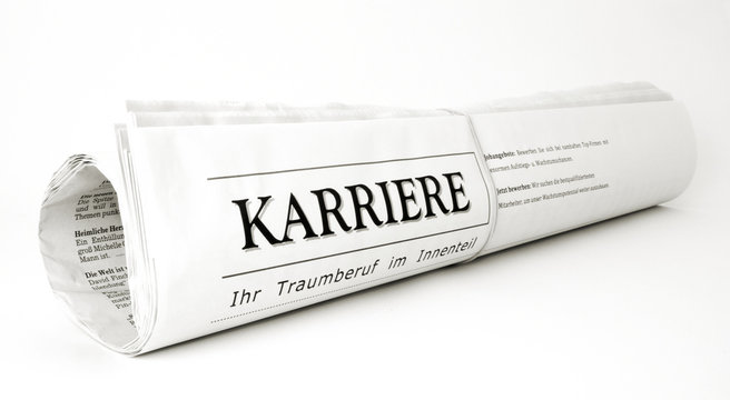Karriere Zeitungsrolle auf wei&szlig; isoliert