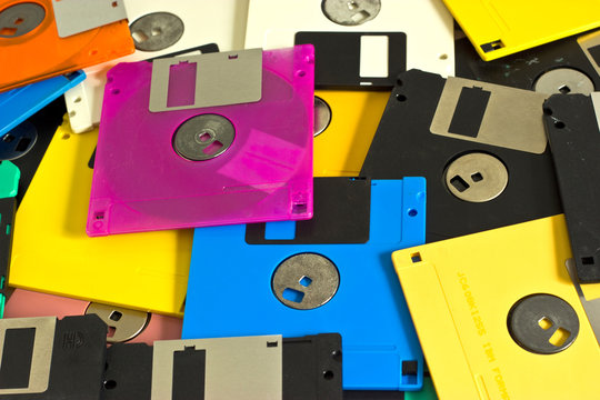 The multi-colored floppy,For use with computers..