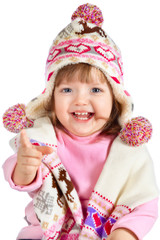 beautiful girl in the hat on a white background