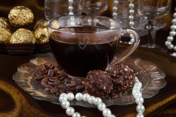 coffee cup and dessert