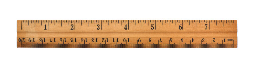 wood ruler isolated over a white background 