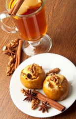 Appetizing baked apples with cottage cheese