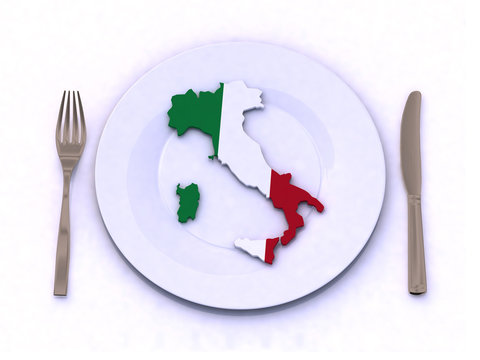 plate with italy map