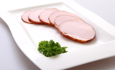 smoked meat slices