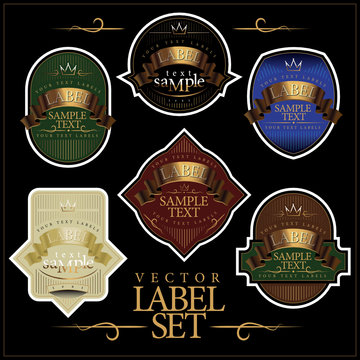 Detailed ornate various color label set