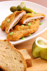 Schnitzel with bread