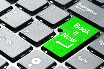 Book it now button on computer keyboard