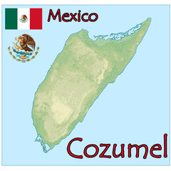 mexico cozumel island map emblem