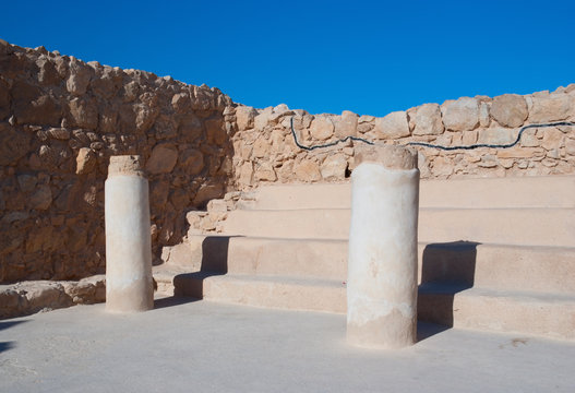 Ruins of the ancient synagogue in Masada fortress, Israel