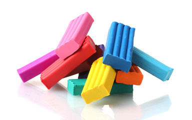 Children bright\ plasticine isolated on white