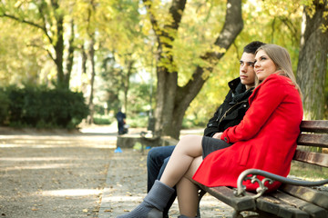 young love couple enjoying  in park