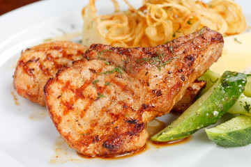 salmon steak with potatoes