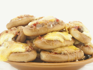 Stuffed bagels on a plate