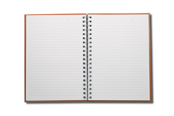 notebook open two pages on white background