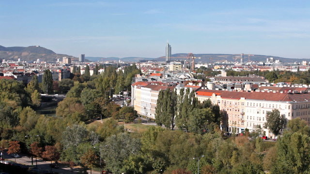 Skyline vienna with danube canal and Kahlenberg