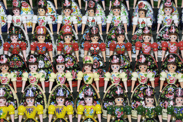 Painted wooden dolls in traditional costume, Budapest