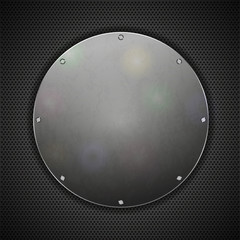 circle steel plate on metal background. Vector illustration
