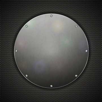 circle steel plate on metal background. Vector illustration