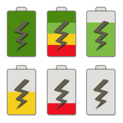 Colorful battery icon isolated on white background