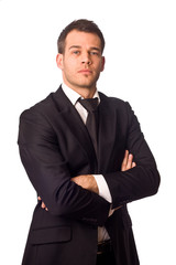 businessman with crossed arms isolated on a white background.