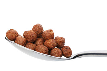 Chocolate cornflakes. A dry breakfast in a spoon.
