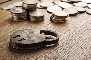 Old padlock close-up