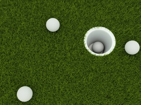 Golf Ball In The Hole