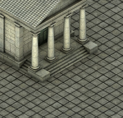 isometric 3d render of a Greek Roman temple
