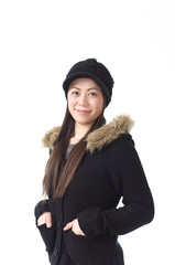 Asian woman in winter fashion